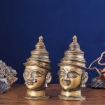 Vintage Brass Shiv Gauri Mukhalingam Pair | 12" x 7" x 5" Each | 6.72 kg Combined | Divine Couple | Sacred Unity Art | Temple Decor | Jaipurio